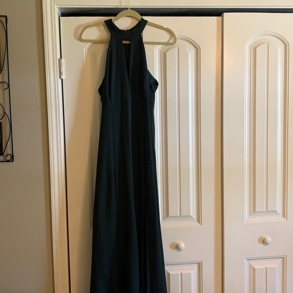 Amsale winter green dress, size 10 worn 1 time!